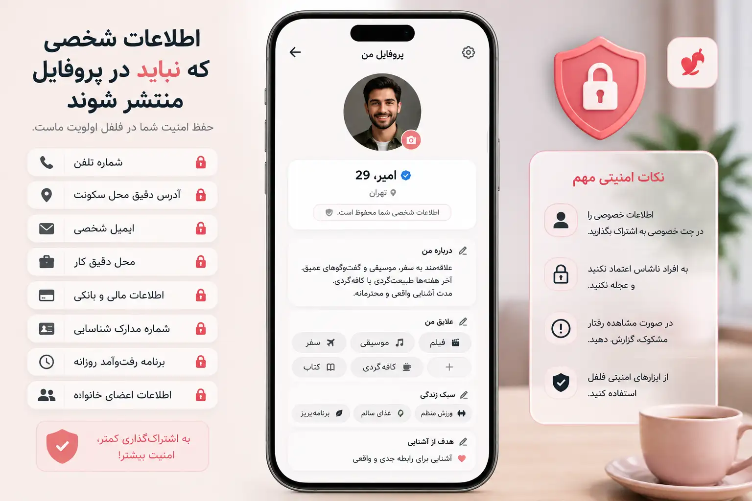 اطلاعات شخصی که نباید در پروفایل دوستیابی منتشر شوند